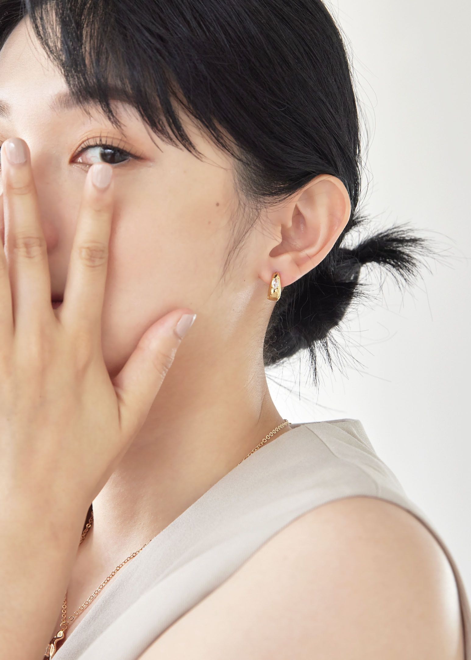 方鑽弧形耳圈-金