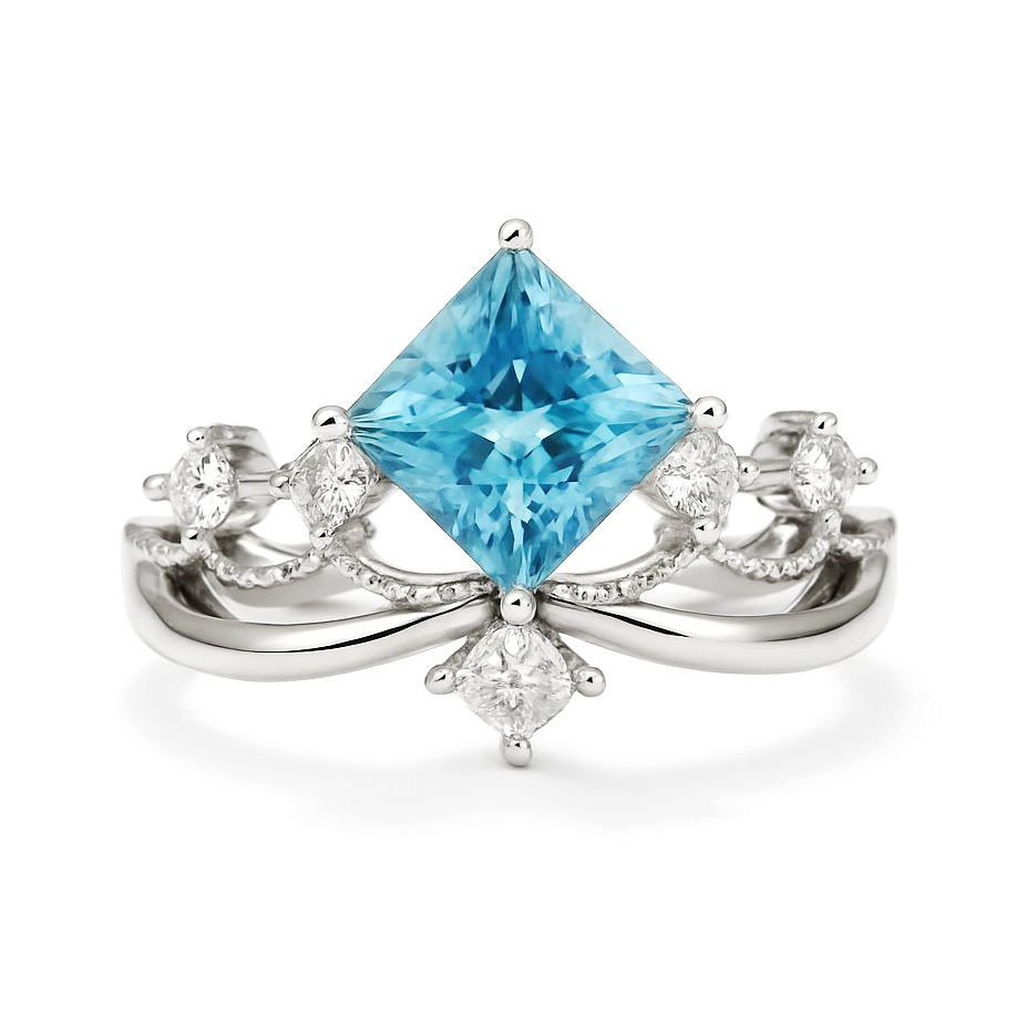 18K白金 實驗室培育公主方藍鑽石戒指