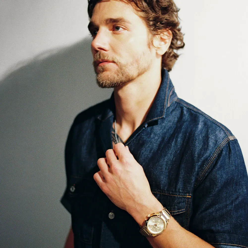 萬年鐘錶 - Fossil  時尚街頭全金款三眼計時男錶 FS6119 錶徑44MM