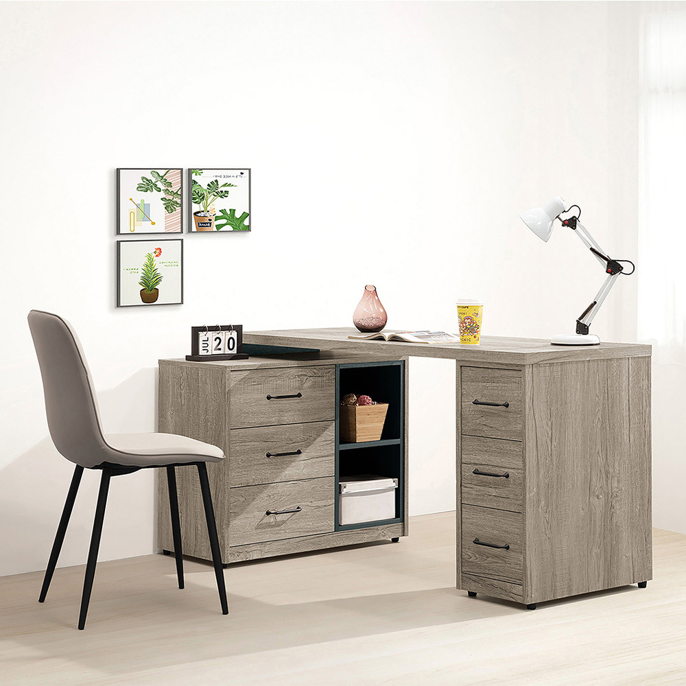 凱德5尺工業風多功能L型伸縮書桌/工作桌/辦公桌(A款)