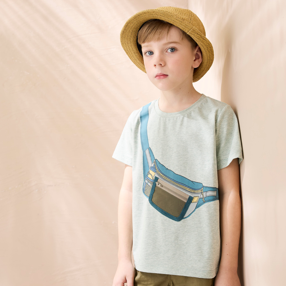 PIPPY潮酷運動風斜背包造型棉質短袖上衣 綠