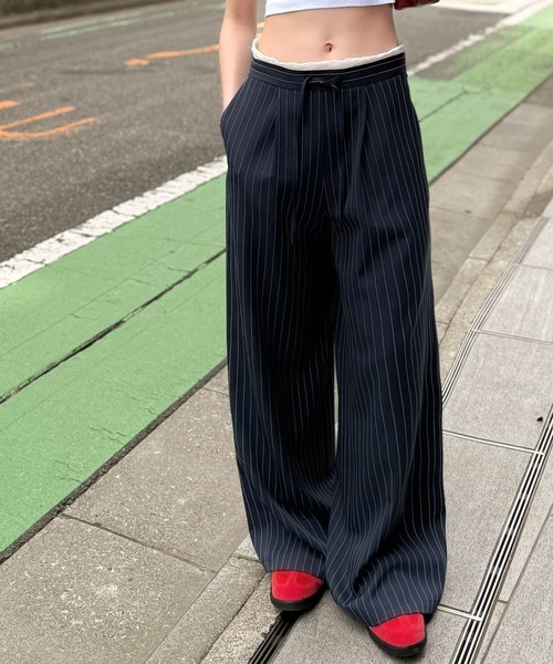 日本🇯🇵連線 Mily Bilet 蕾絲雙腰休閒寬褲 休閒褲 西裝褲 蕾絲 雙腰設計 5色(任買兩件711免運)/預購