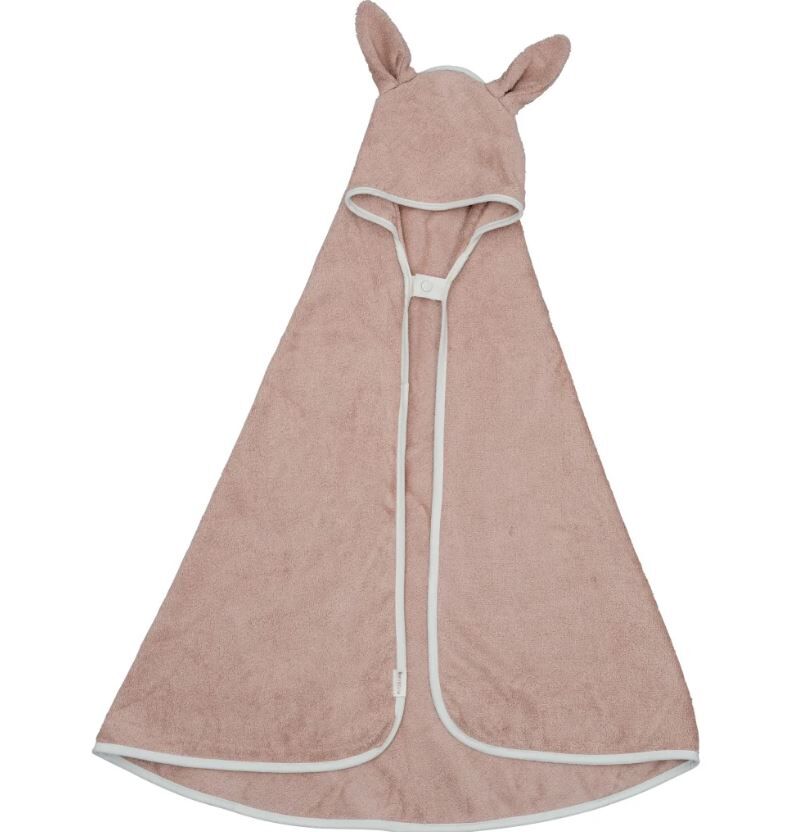 FABELAB 玫瑰粉兔連帽浴巾 Hooded Baby Towel - Bunny - Old Rose