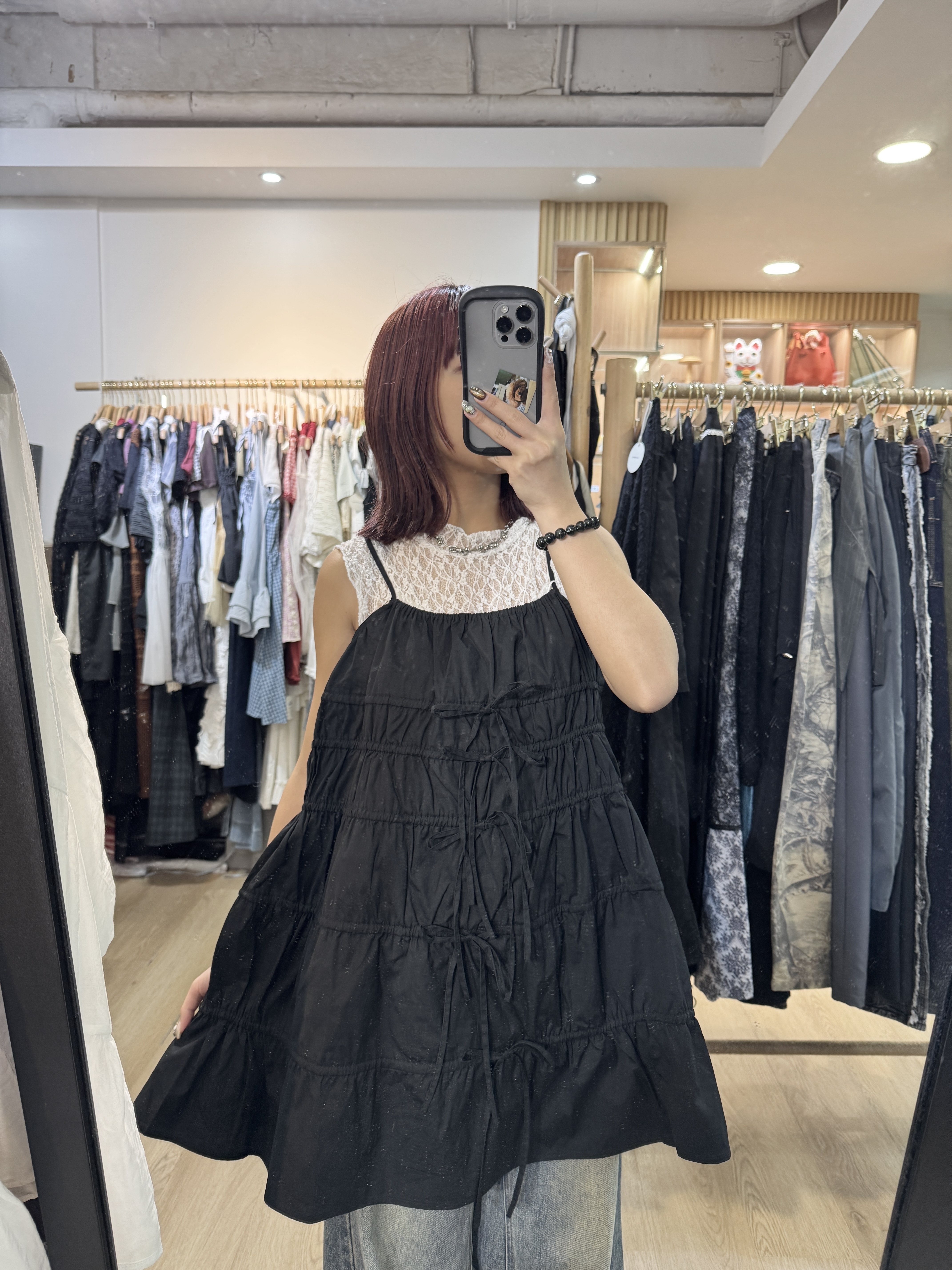 多ribbon層層吊帶短ops