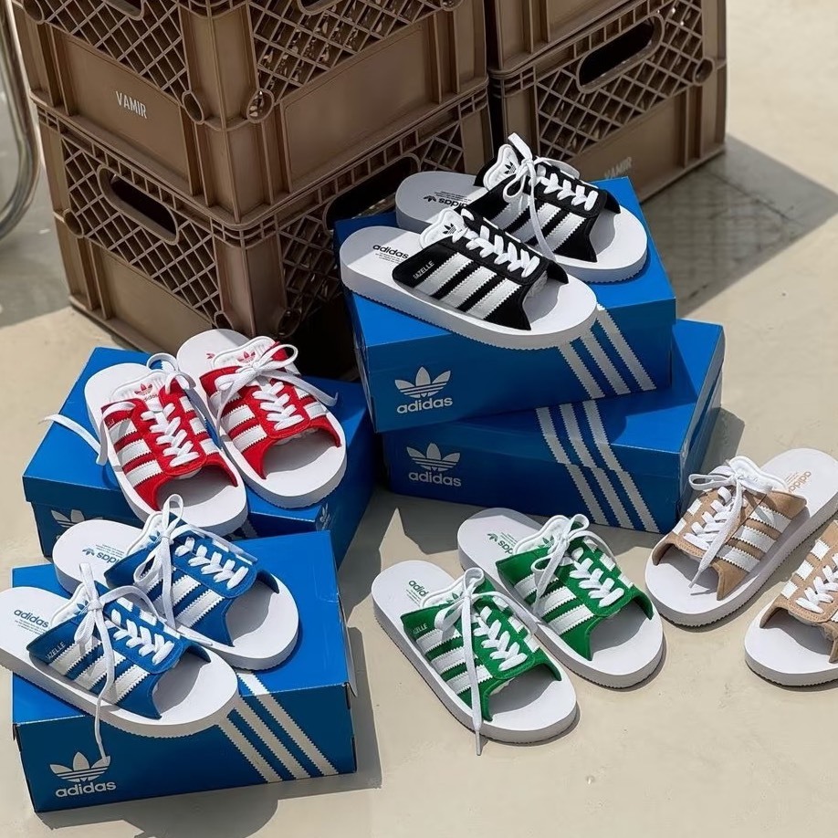 adidas Originals Gazelle Beach 黑白 白黑 藍白 紅白 綠白 卡其白 拖鞋 鞋帶拖鞋 JQ7424 JQ7420 JQ7425 JQ7422 JQ7426 JQ7421