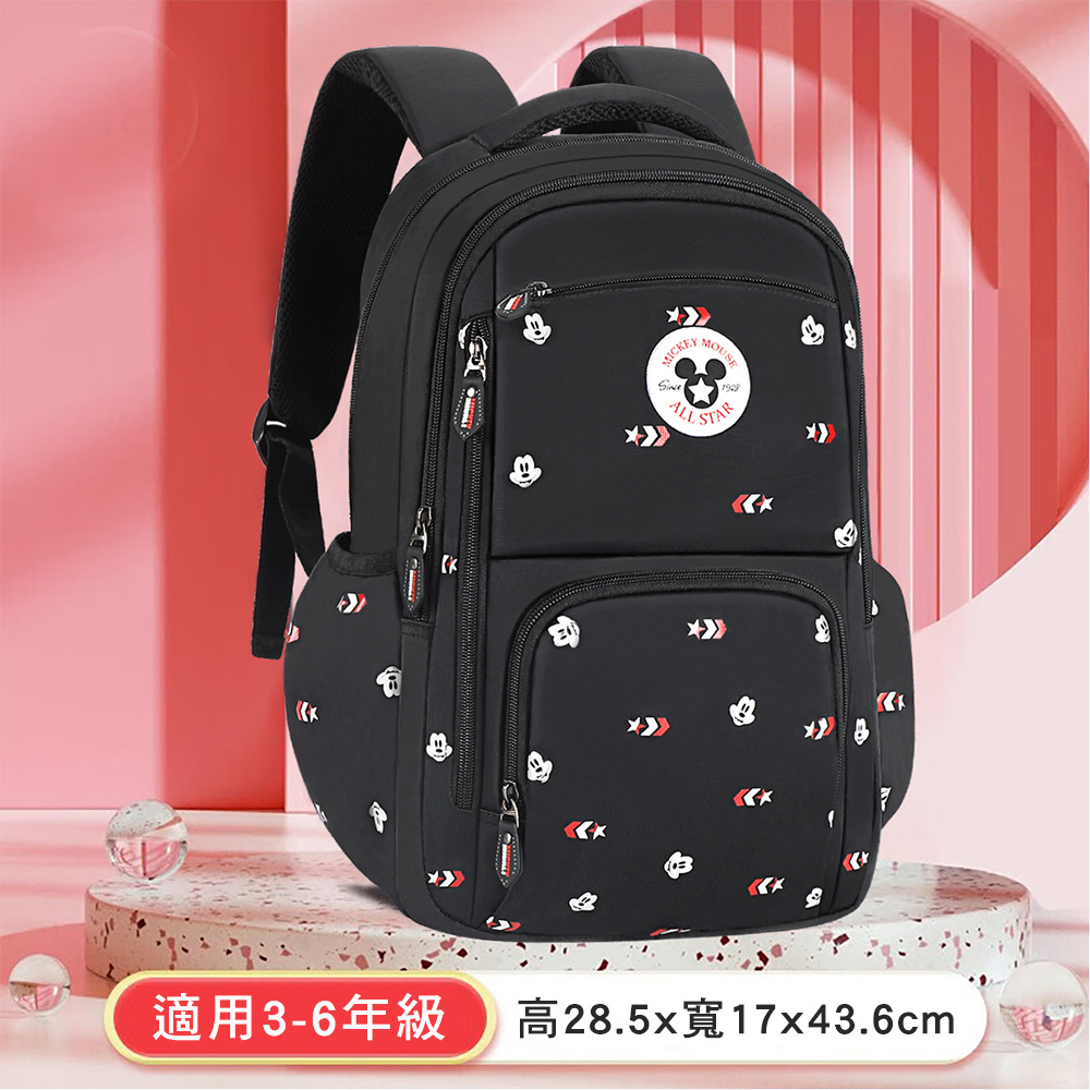 【虎兒寶】迪士尼減負護脊大容量兒童雙肩書包 - 黑色 SM81103BK ( 獨家贈送 POLI 蠟筆)