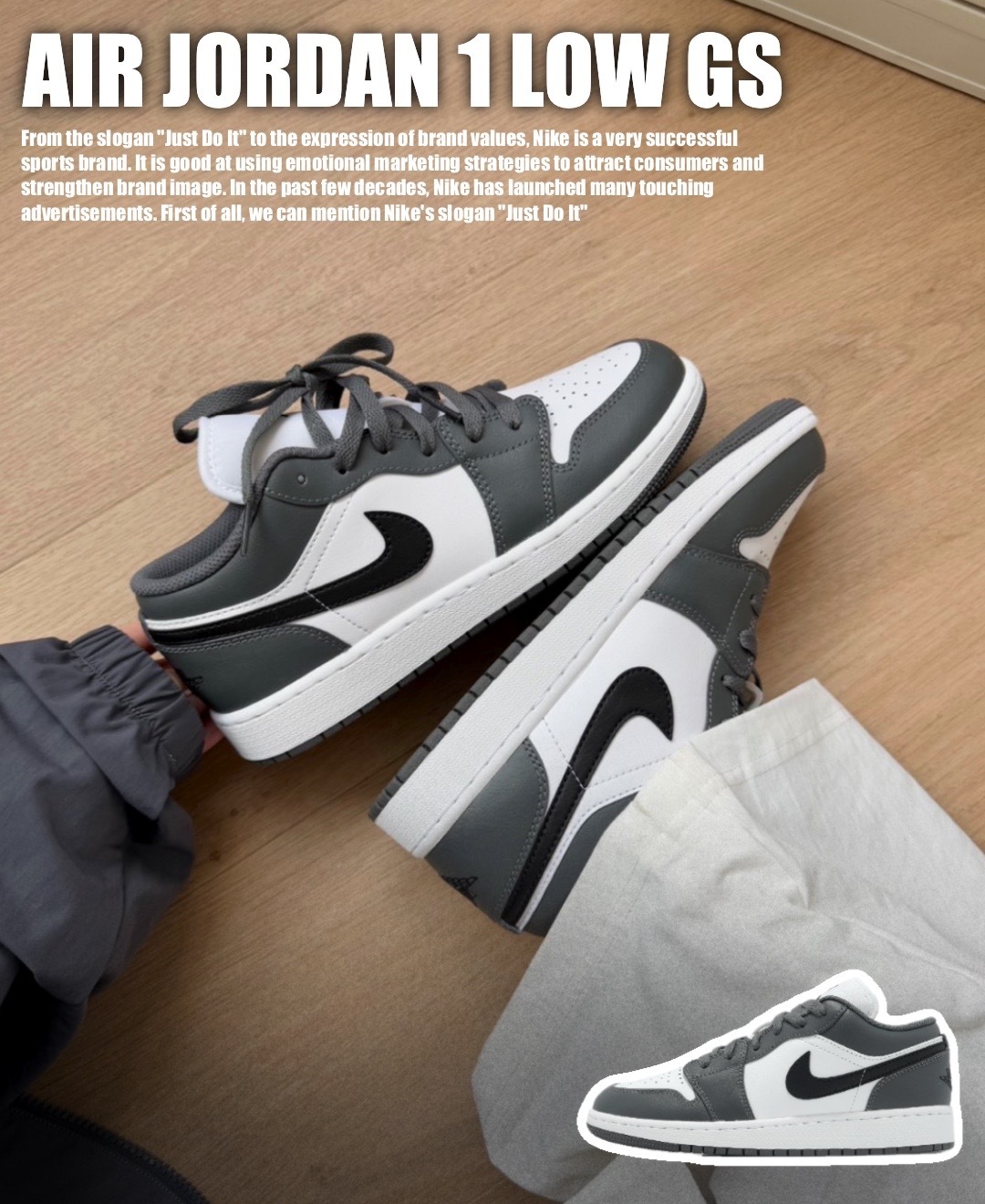 #代購 NIKE AIR JORDAN 1 LOW GS 大童鞋 553560-152 鐵灰