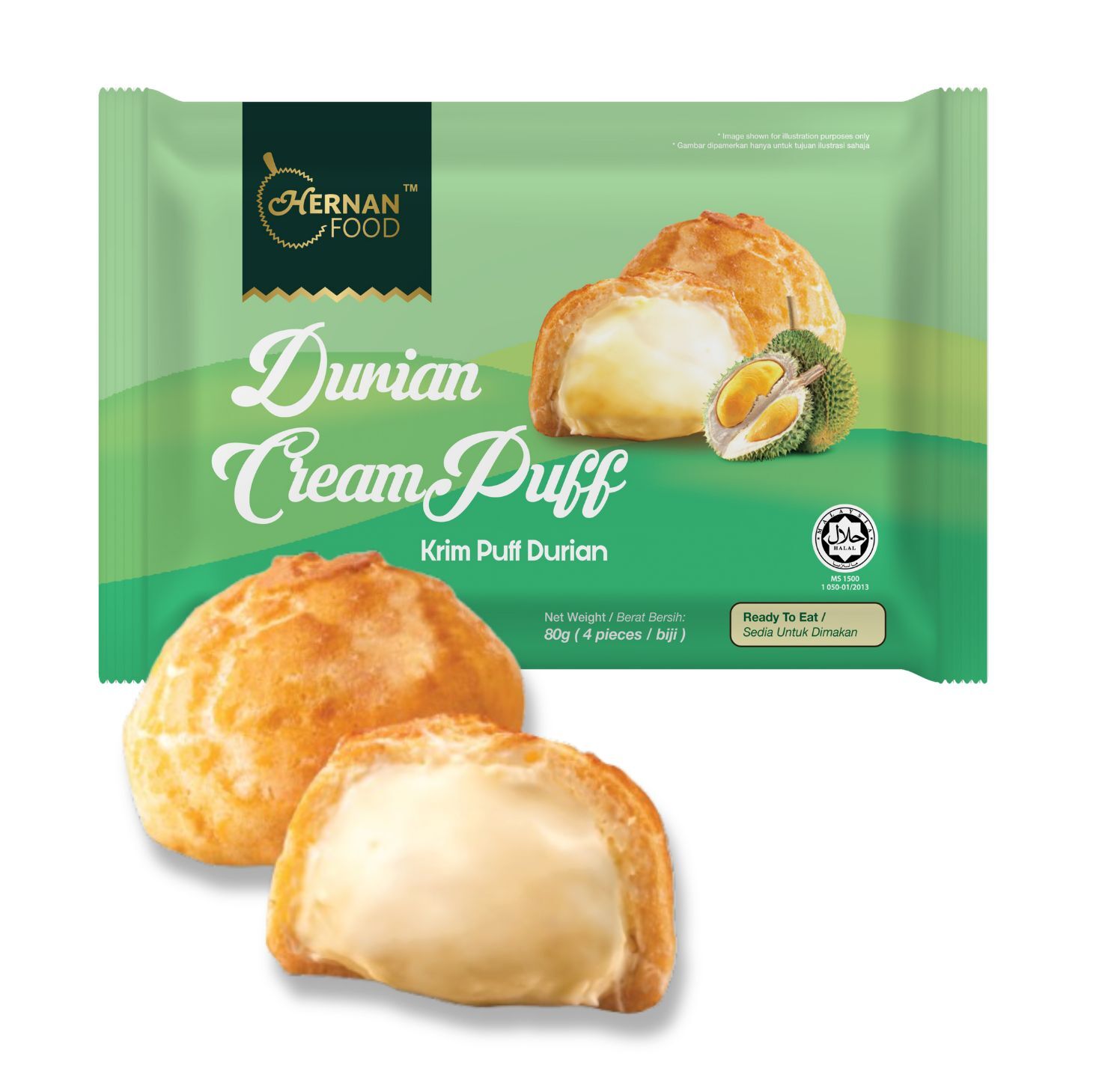 Hernan Food Durian Cream Puff (20g X 4Pcs)