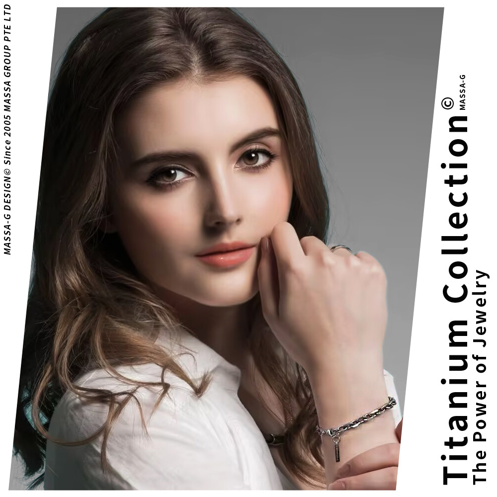 MASSA-G Titanium T01純鈦仿舊金屬鍺錠手鍊(3個鍺6mm粗)