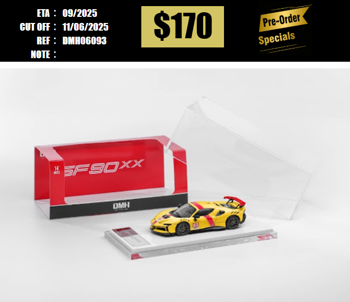 PO-$170 * DMH * 1:64 FERRARI SF90 XX STRADALE LE MANS YELLOW #83 [OD09/06]
