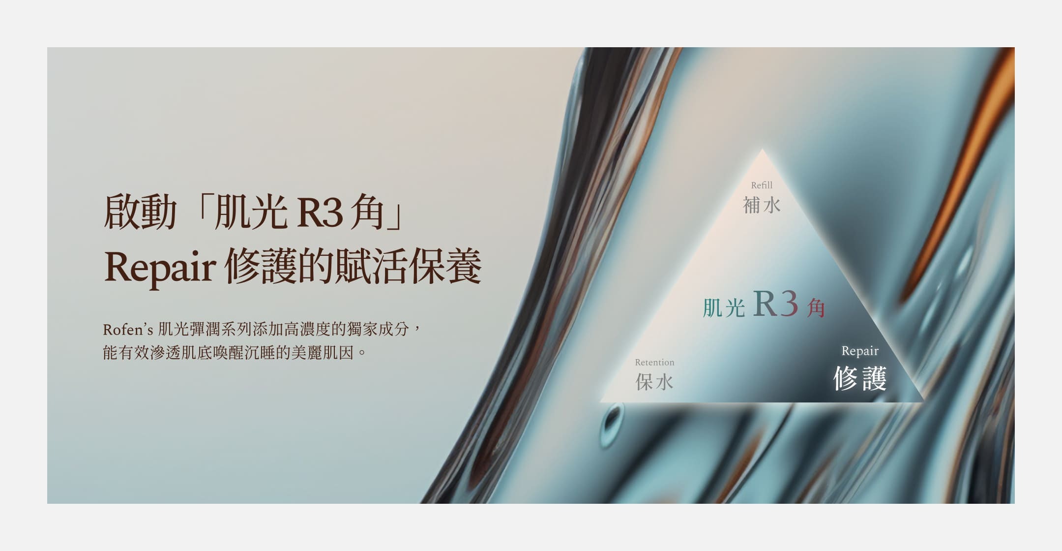 啟動「肌光R3角」Repair 修護的賦活保養