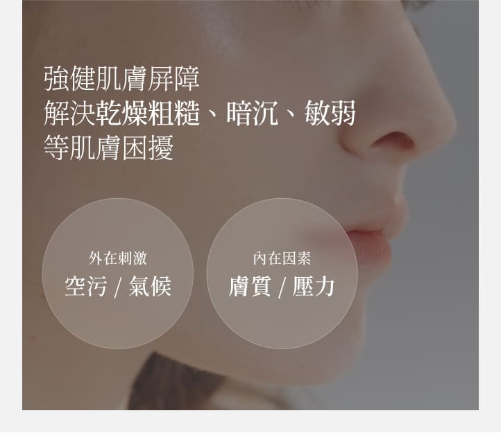 強健肌膚屏障解決乾燥粗糙、暗沉、敏弱等肌膚困擾