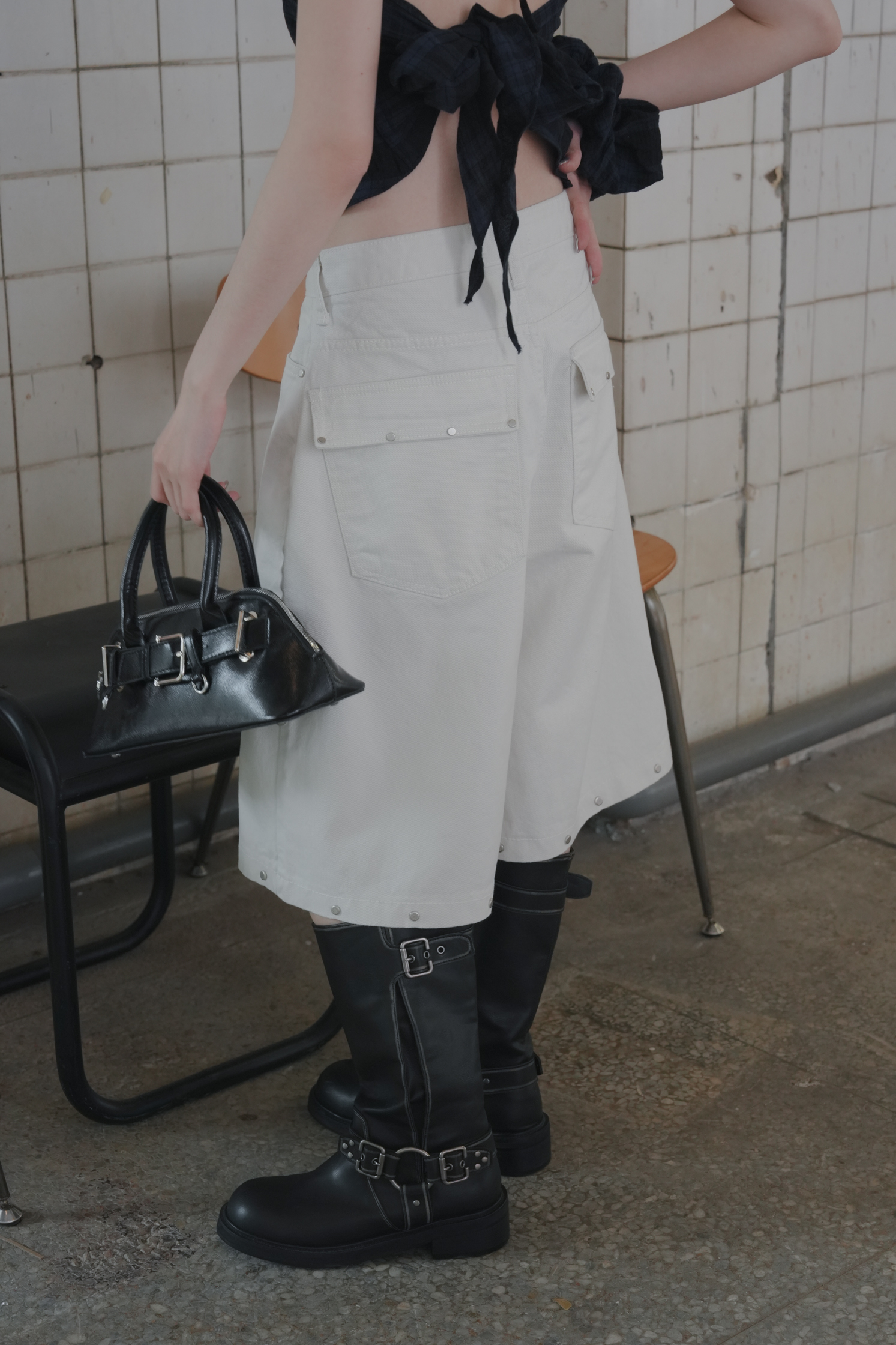 Studded Bermuda Shorts #七分褲