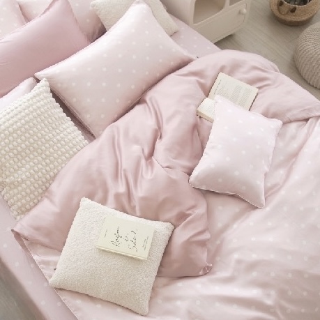 60支天絲床包兩用被組 | 點點 粉 DR8060