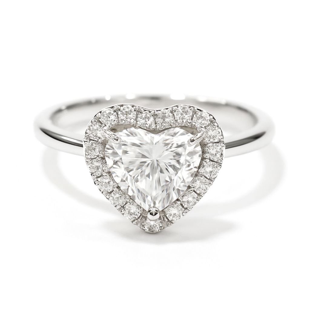 PT950鉑金 1卡實驗室培育心形鑽石戒指