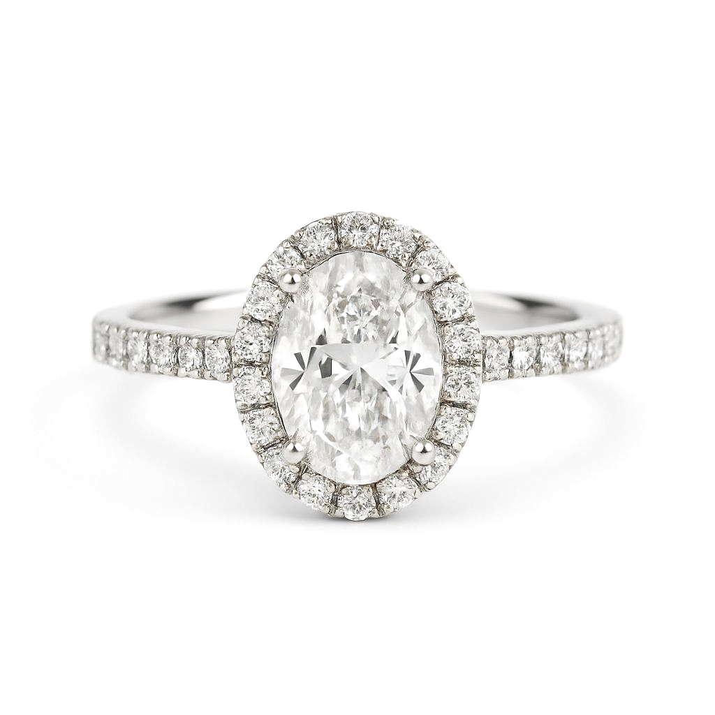 PT950鉑金 1卡實驗室培育橢圓形鑽石戒指