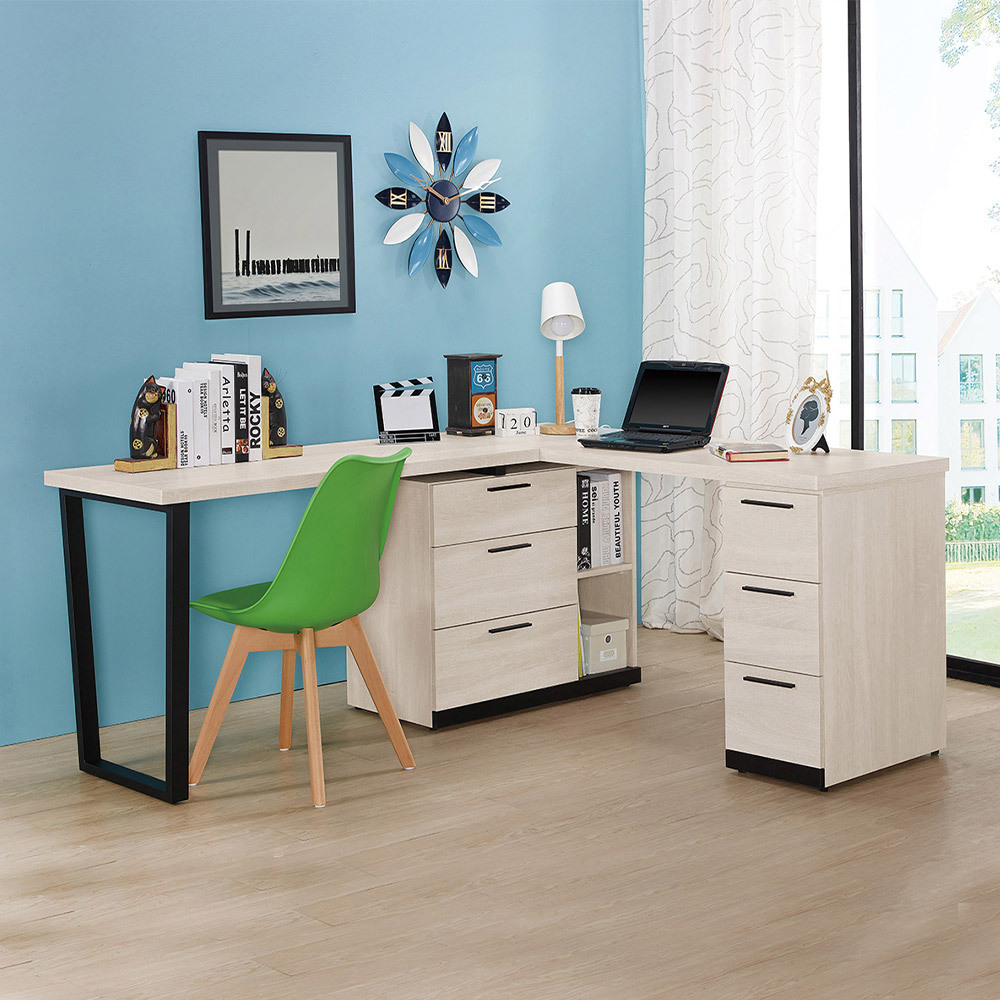 曼珊5.9尺多功能L型伸縮書桌/工作桌/辦公桌(E款)