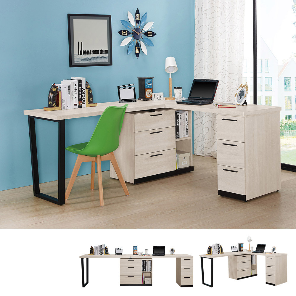 曼珊5.9尺多功能L型伸縮書桌/工作桌/辦公桌(E款)