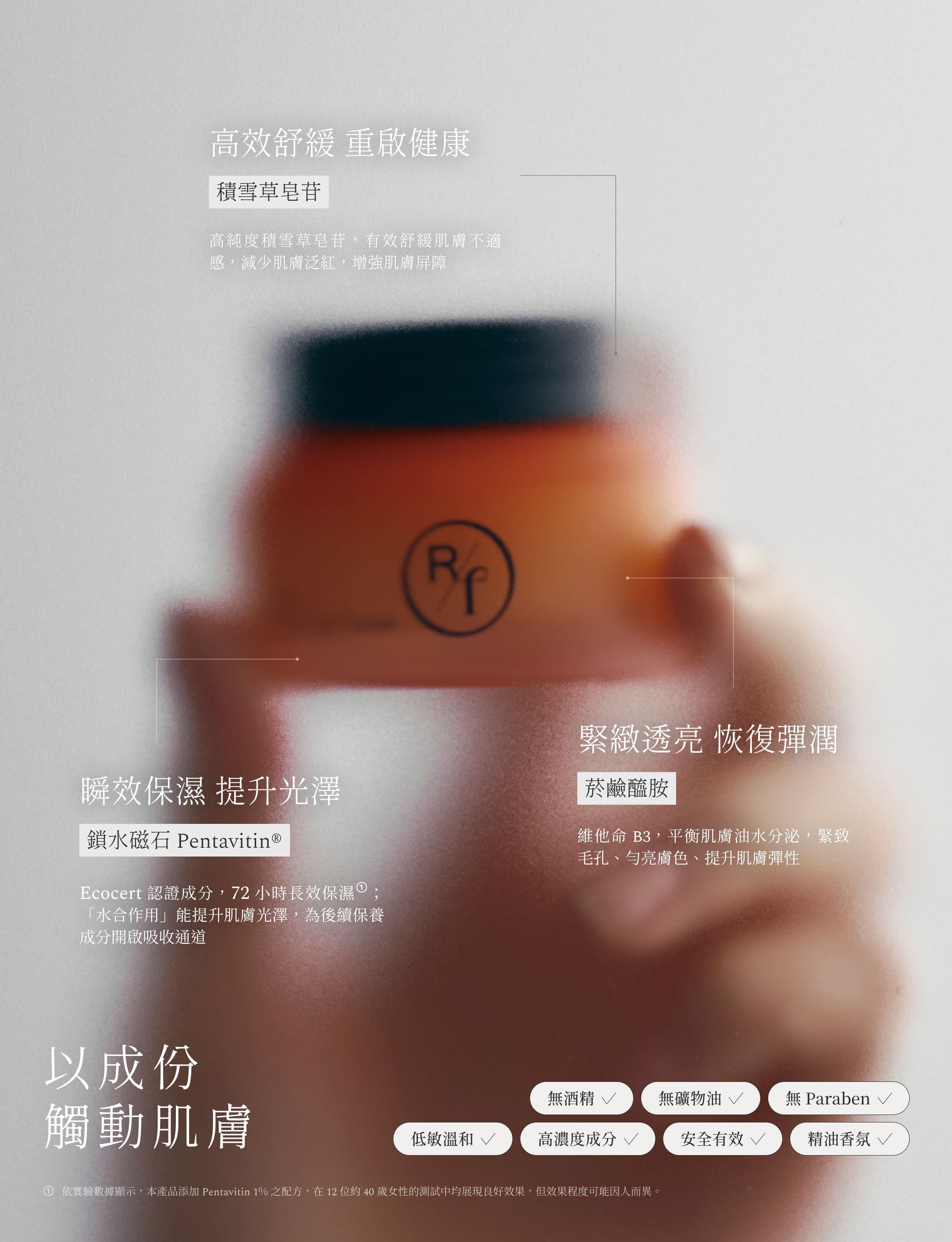 積雪草皂苷,菸鹼醯胺,鎖水磁石 Pentavitin®