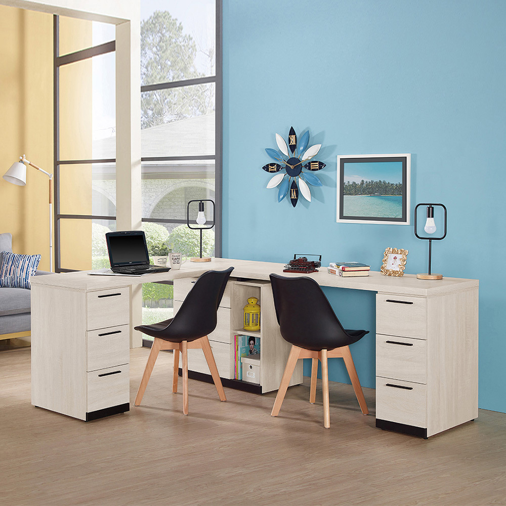 曼珊6.9尺多功能L型伸縮書桌/工作桌/雙人書桌/辦公桌(C款)