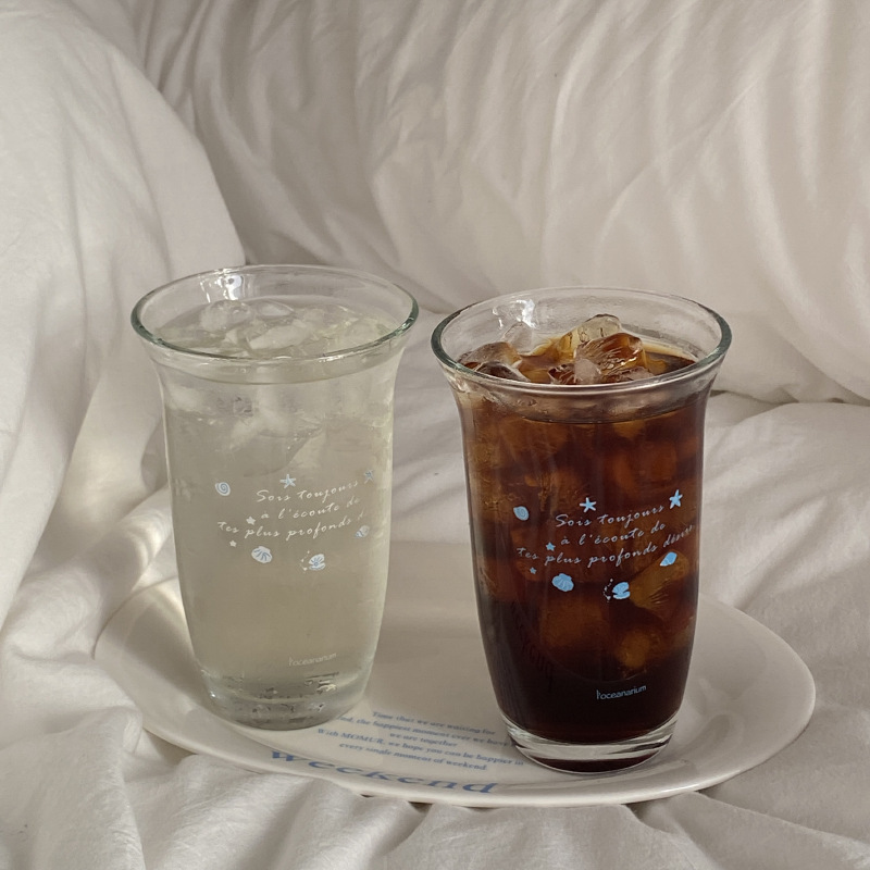 《6022》清新藍色海洋透明玻璃杯330ml