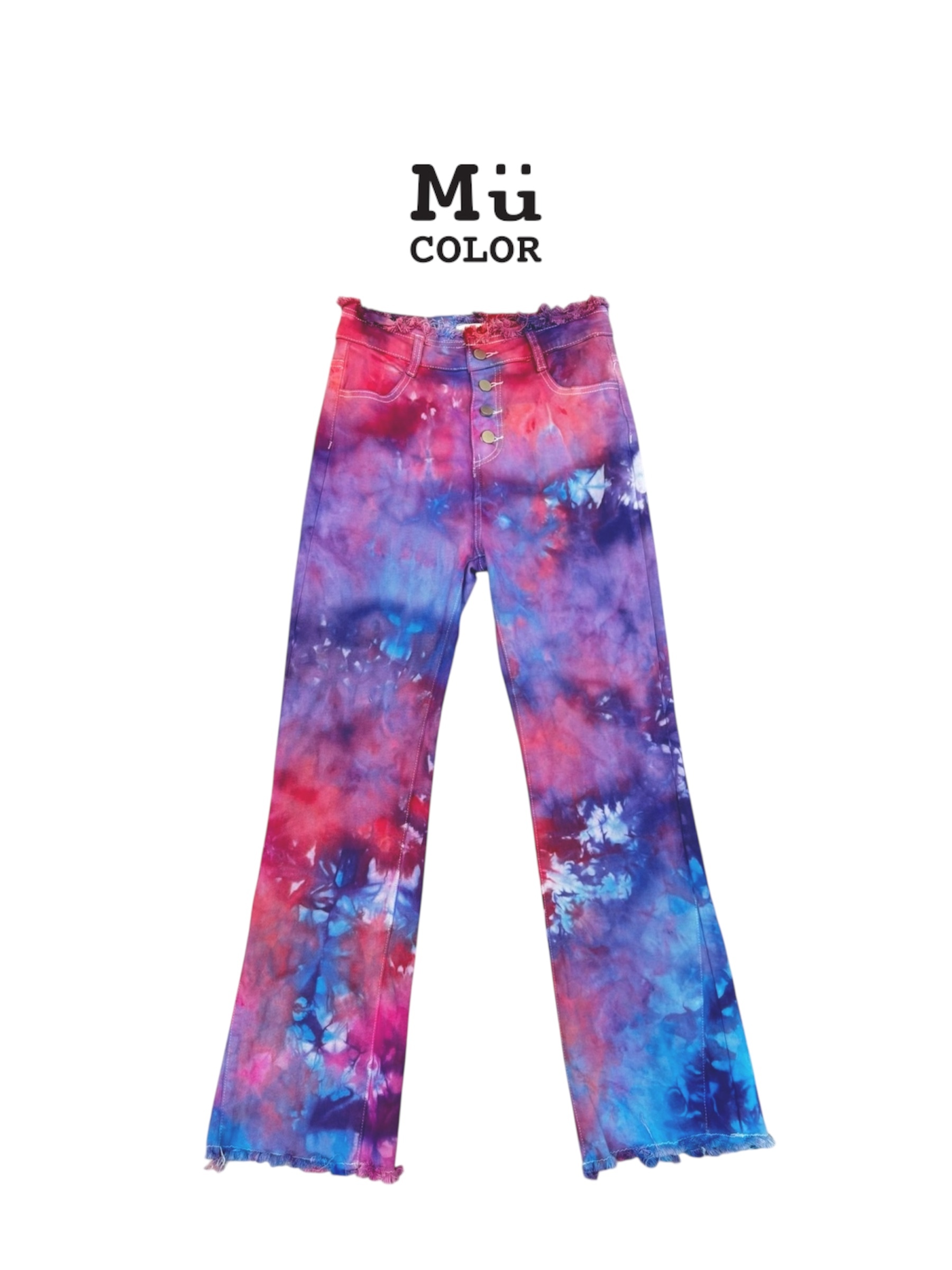 慕慕卡樂 / ice dyed jeans 手染喇叭牛仔褲（尺寸28腰）