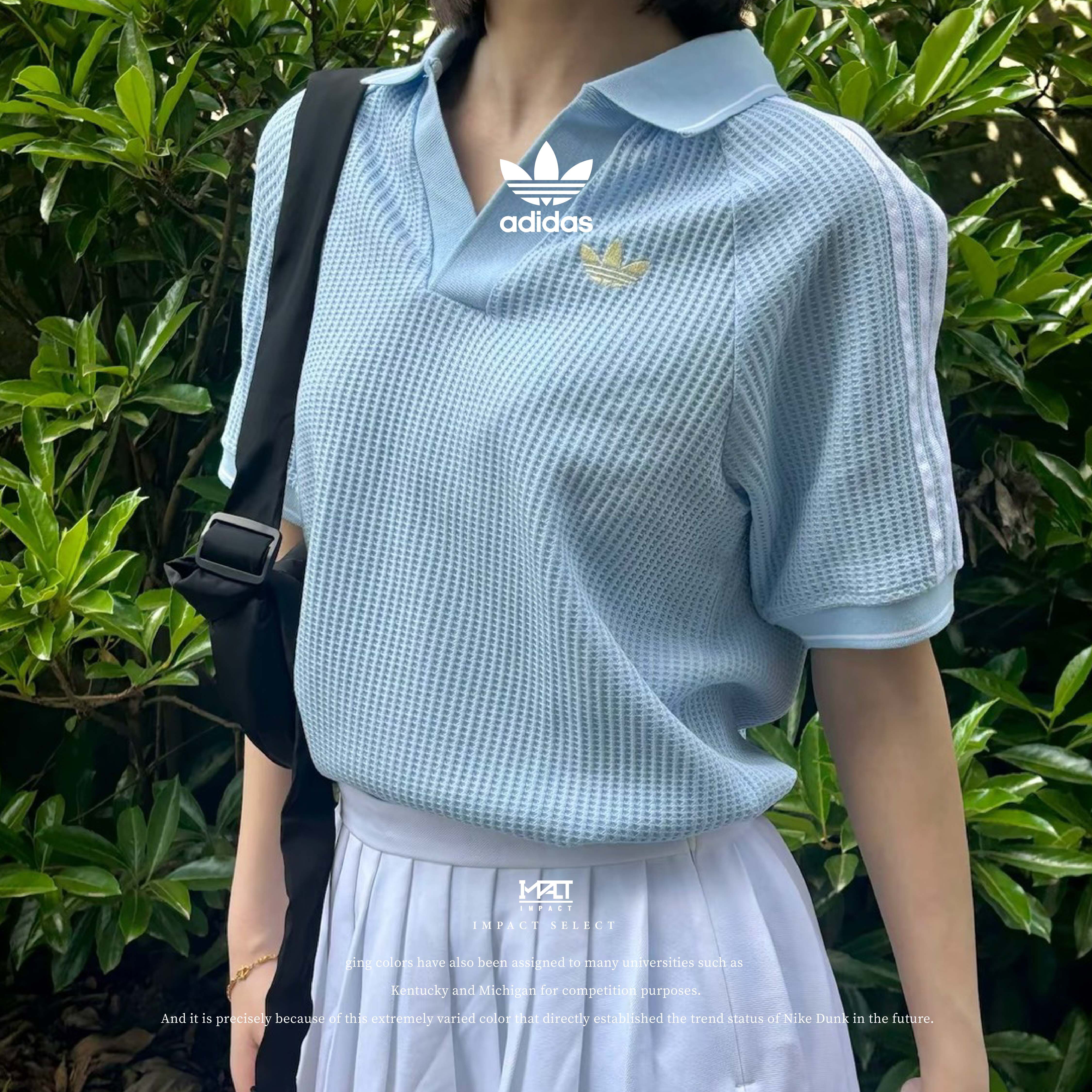 Adidas originals WAFFLE KNIT 針織運動時尚百搭短袖條紋插肩Polo衫 男款 KC0690