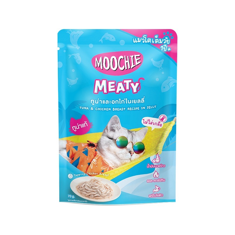 Moochie Meaty Tuna & Chicken Breast Recipe in Jelly Wet Cat Food (70gx12pcs)