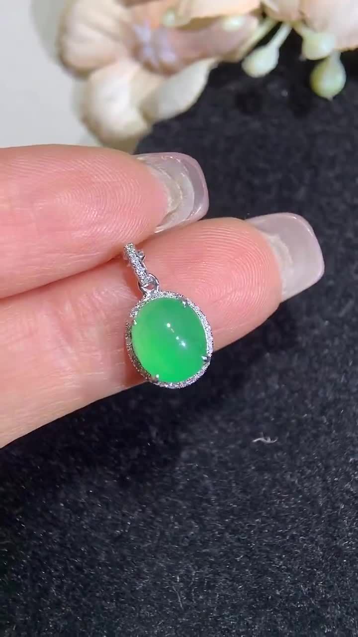 翡翠滿綠蛋面吊墜小掛件,天然翡翠A玉, 緬甸玉, Jade, Jadeite