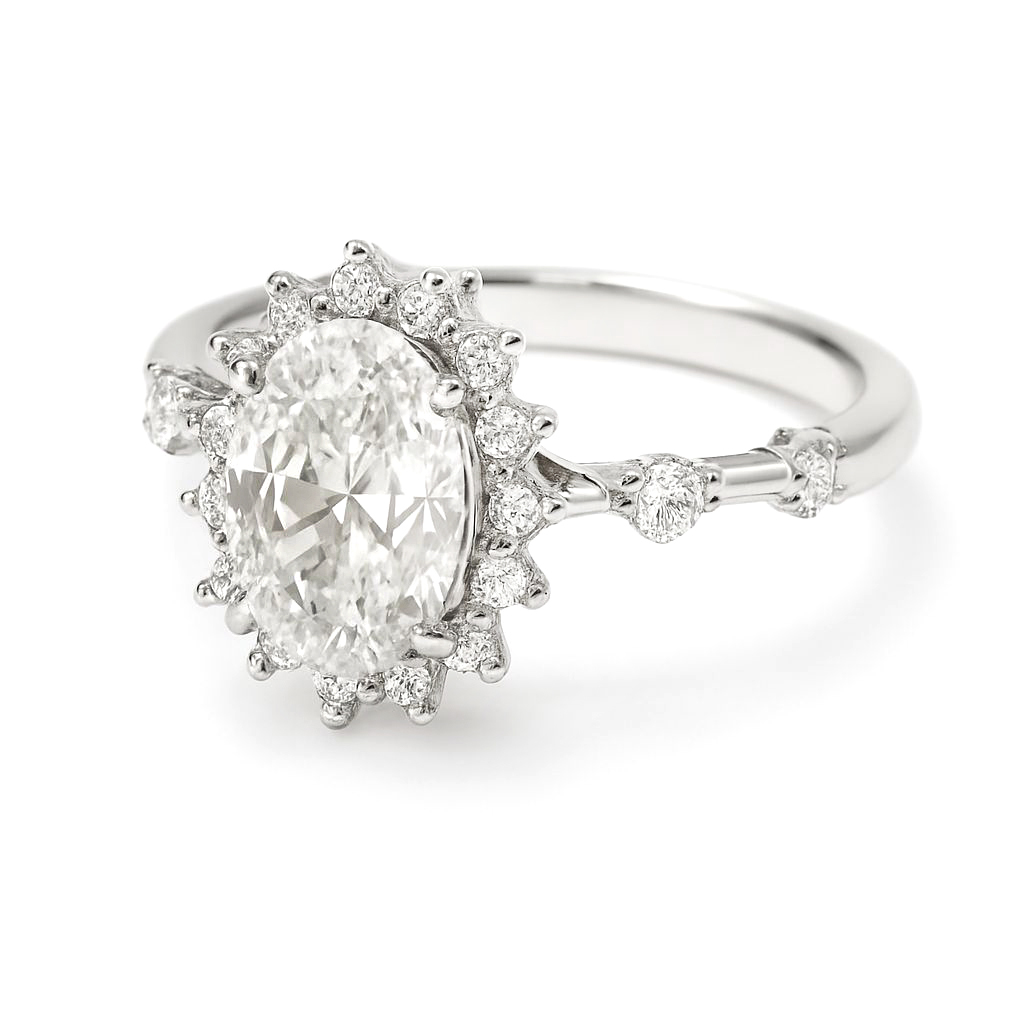 PT950鉑金 1卡實驗室培育橢圓形鑽石戒指