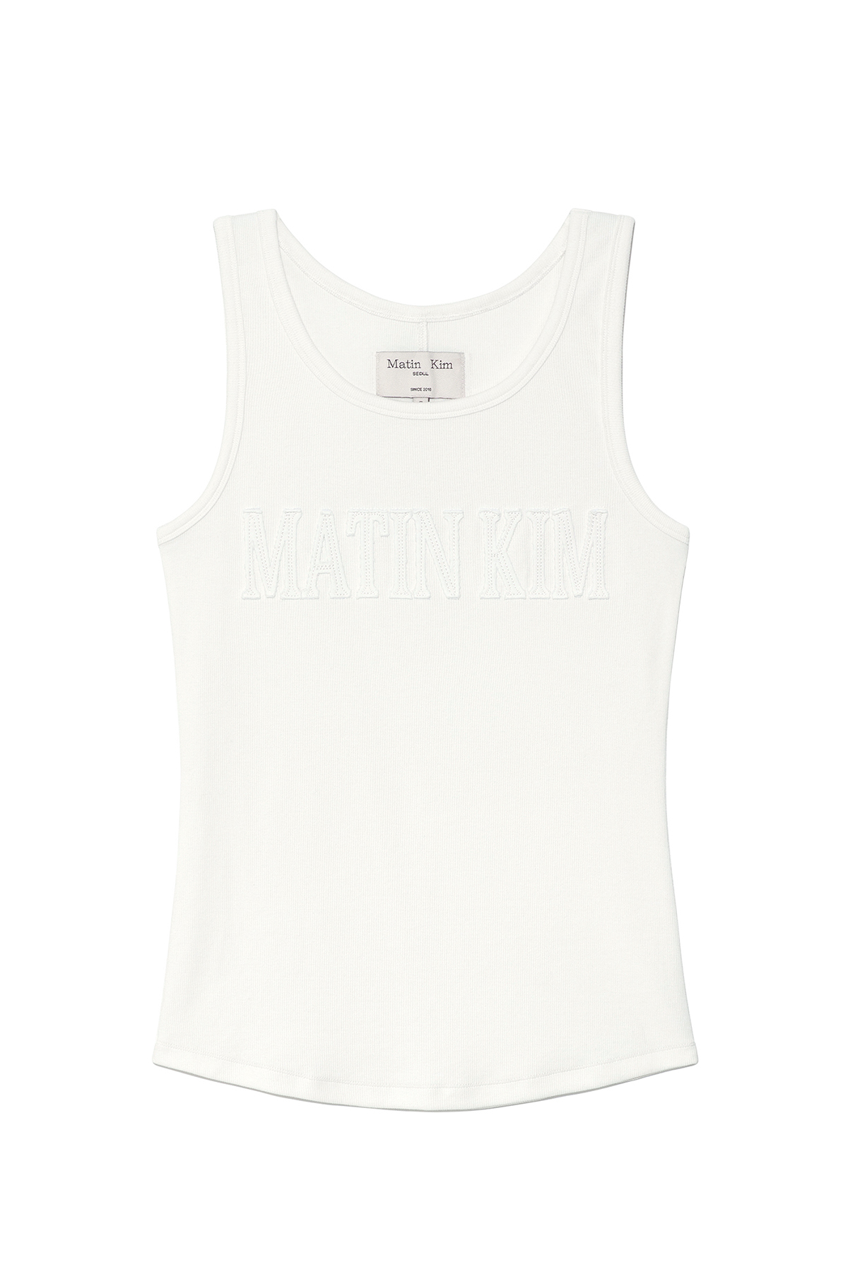 刺繡LOGO布貼無袖上衣 白色