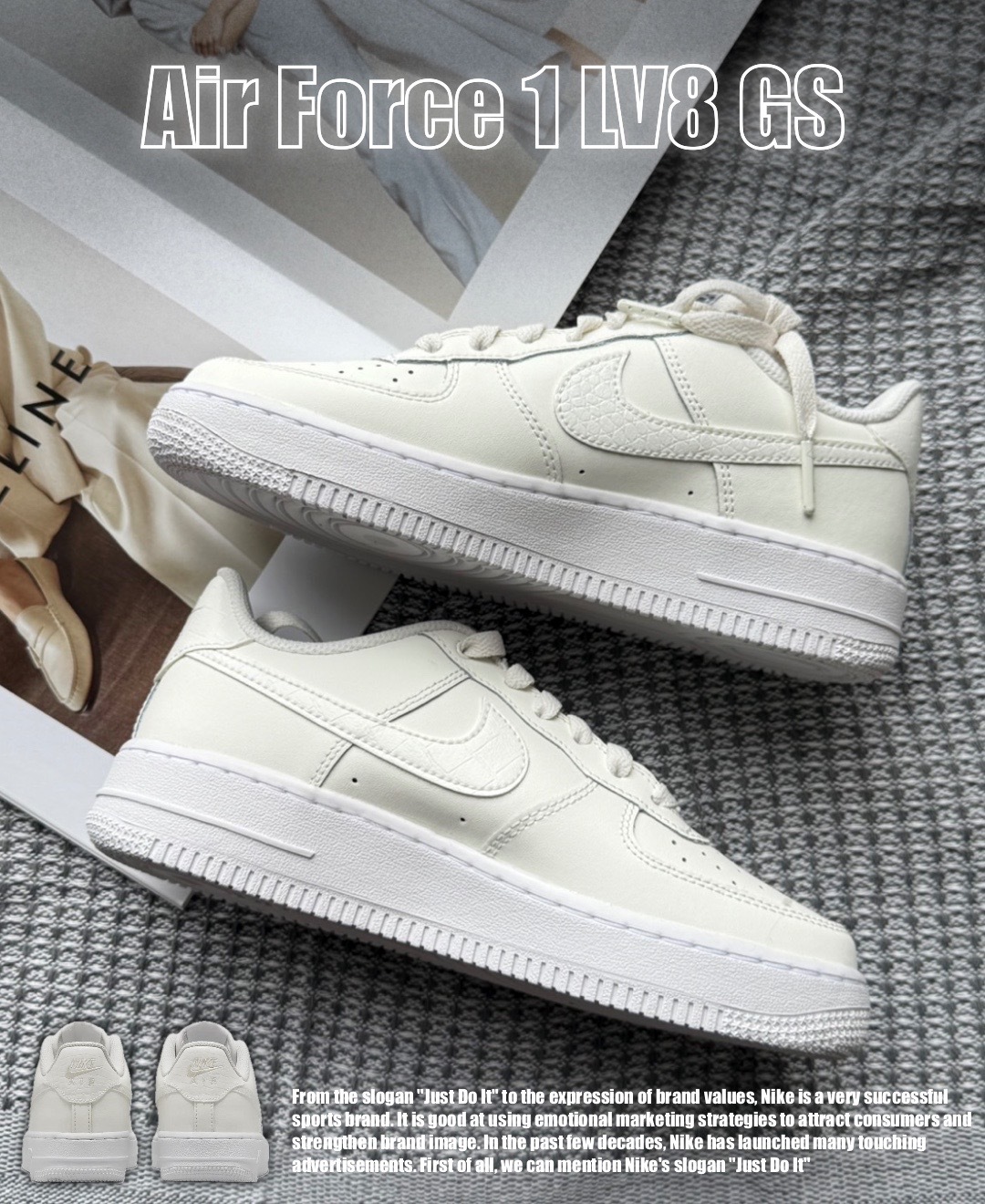 #代購 Nike Air Force 1 LV8 GS 大童 米白 藍  FV7725-100