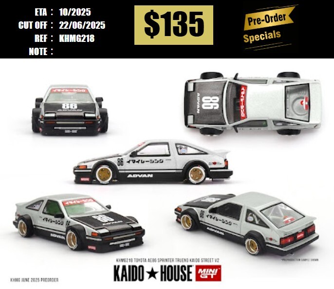 PO-$135 * MINI GT * 1:64 KHMG218 Toyota AE86 Sprinter Trueno Kaido Street V2 [OD09/06]