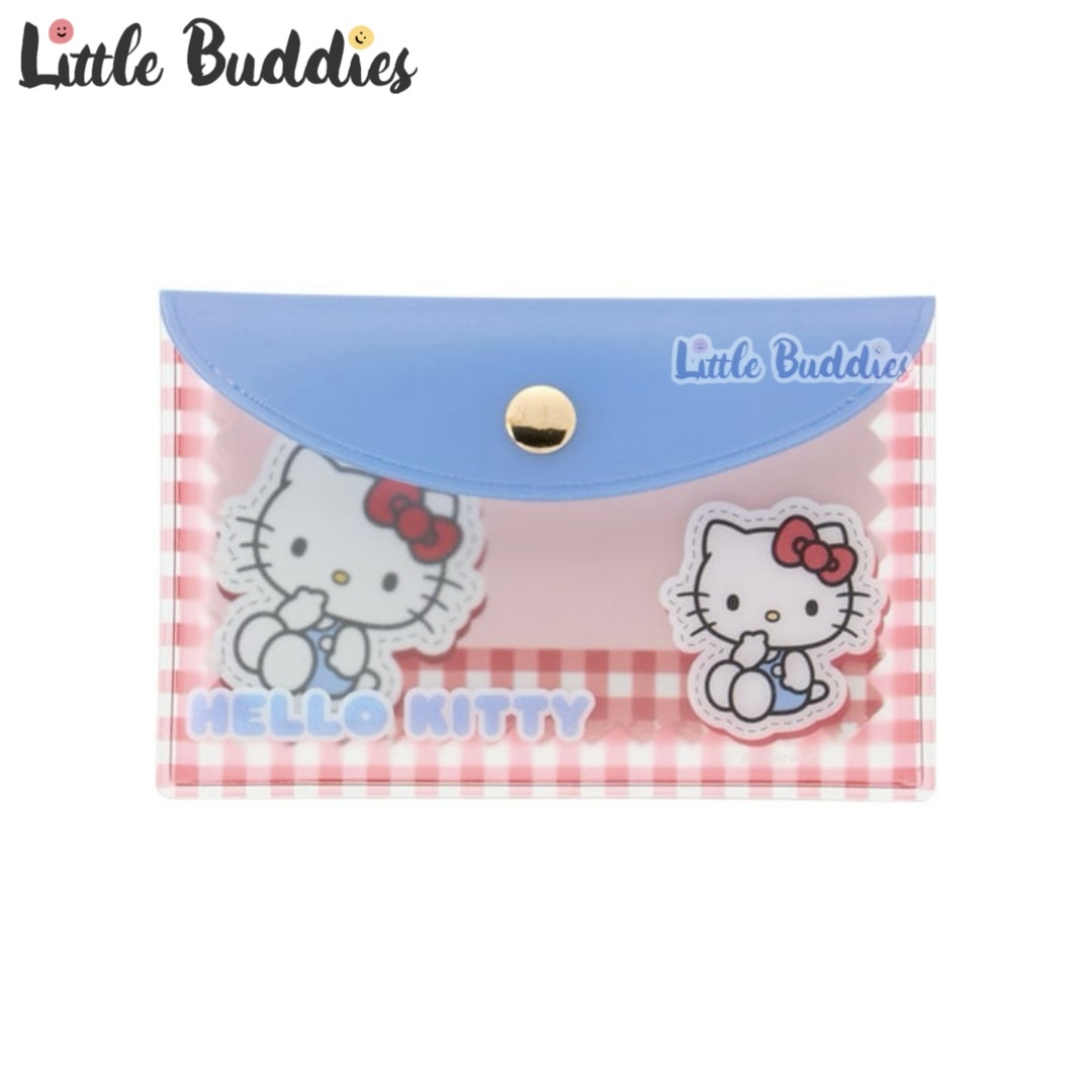 日本 Sanrio 格仔設計文具系列 - 便條紙連收納袋