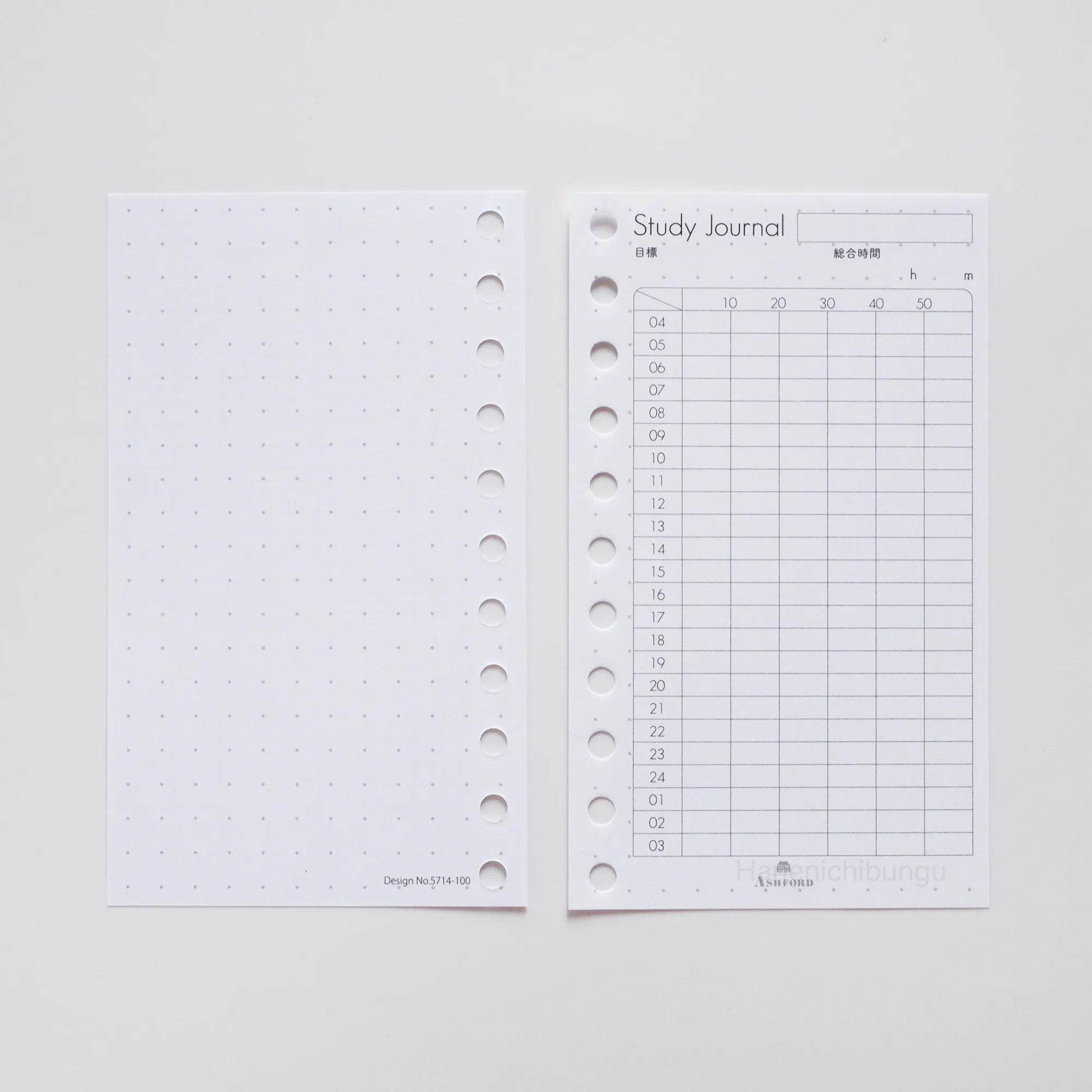 MICRO5 M5 26孔活頁手帳通用內頁 學習表格單（30張入）｜ASHFORD 日本