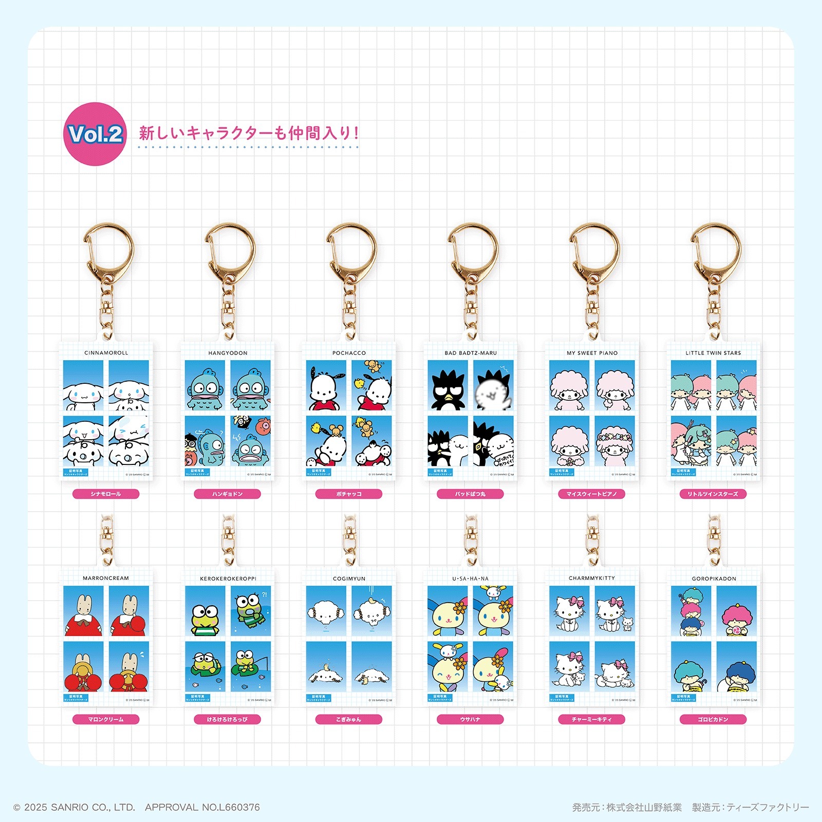 日本 Sanrio 証件相風格吊牌匙扣盲盒 Vol 2