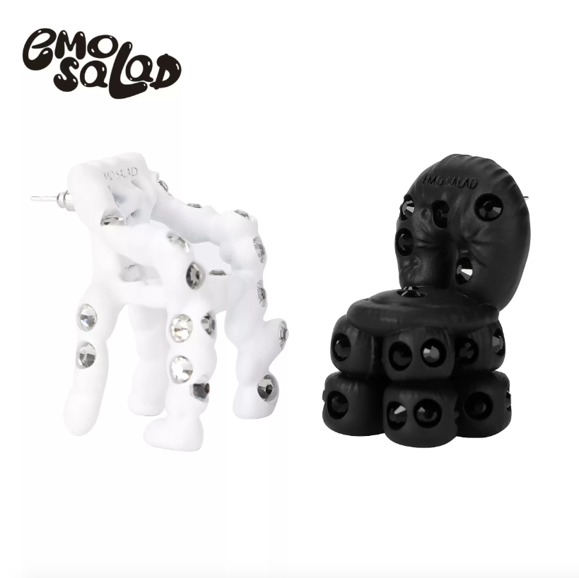 EMOSALAD 3D打印黑白椅子不對稱耳環