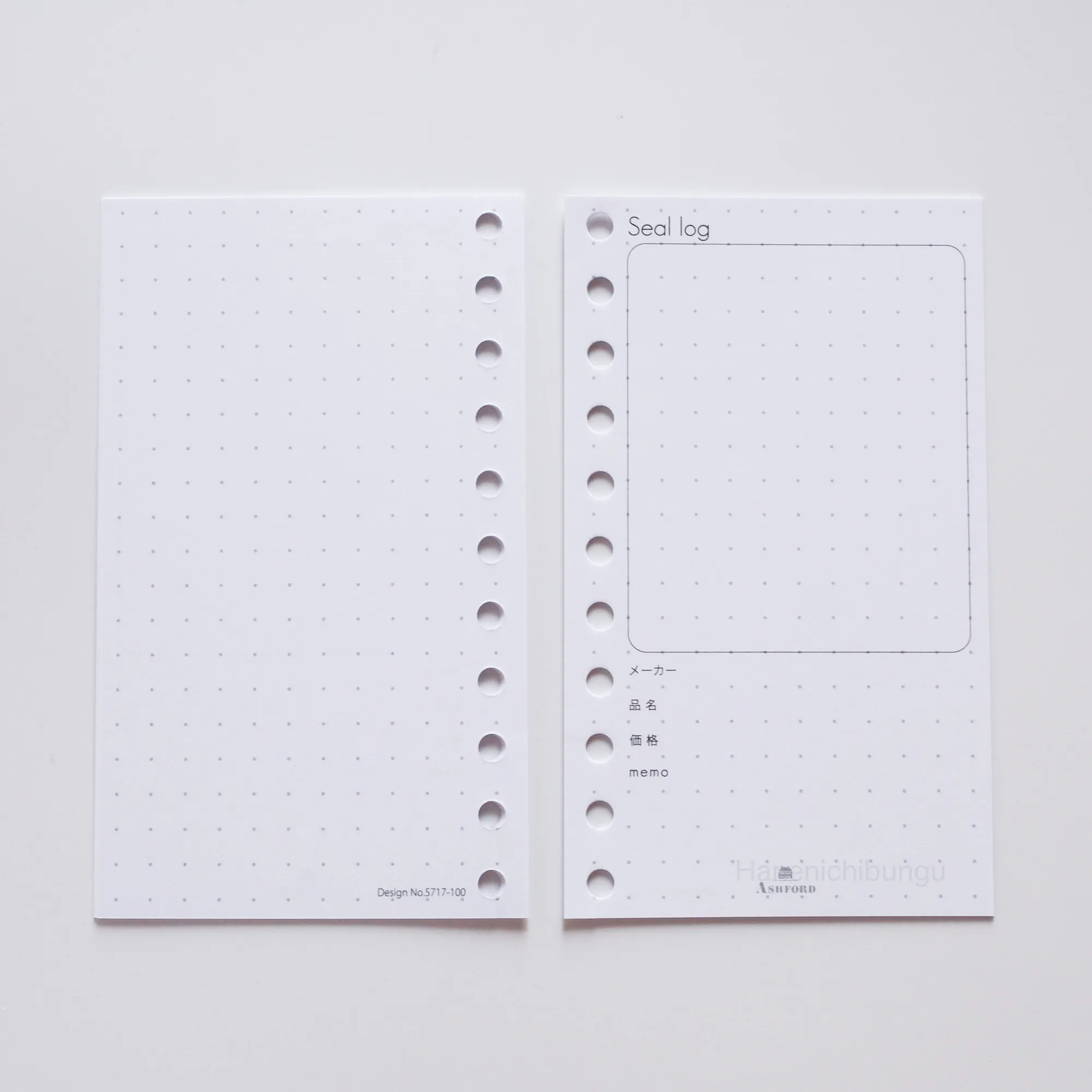 MICRO5 M5 26孔活頁手帳通用內頁 貼紙記錄表（30張入）｜ASHFORD 日本