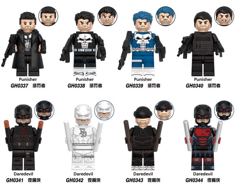 Punisher Daredevil Custom Minifigures Minifigs Set Fit Lego G0145