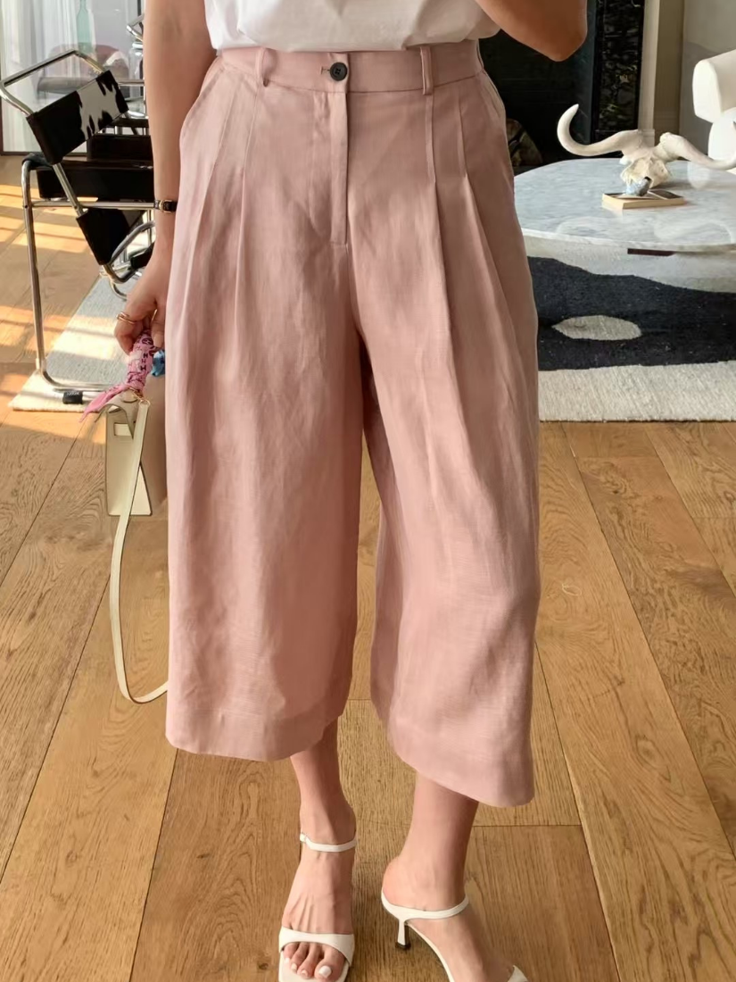 [現貨]  Octavia 絲光套裝七分褲 [ 2色 / S ]