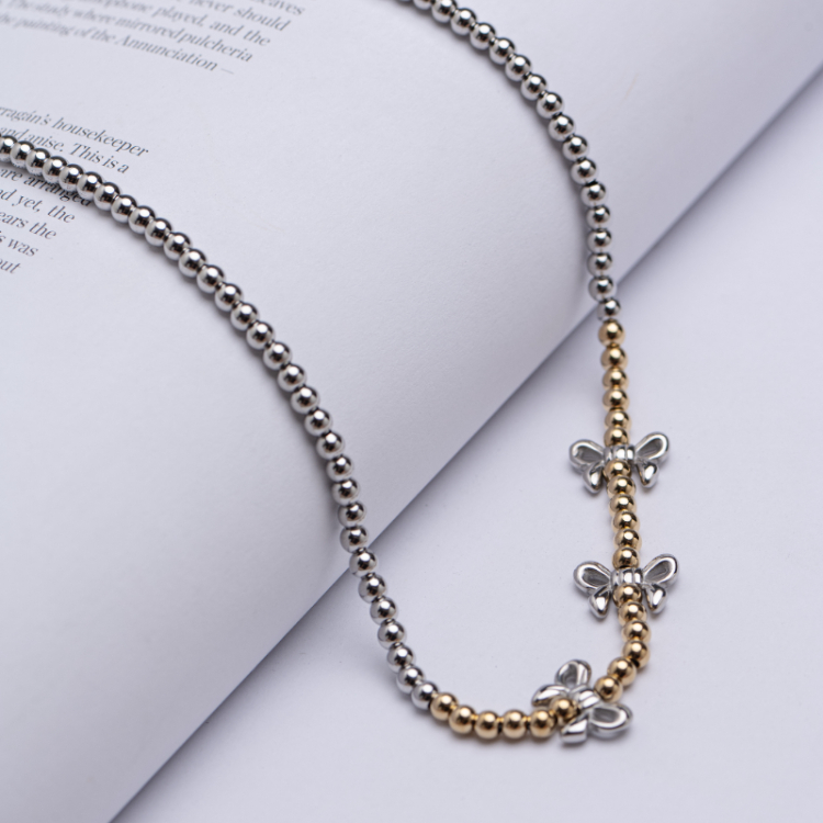 OUS Chrome Crush Necklace 蝴蝶結雙色珠鍊