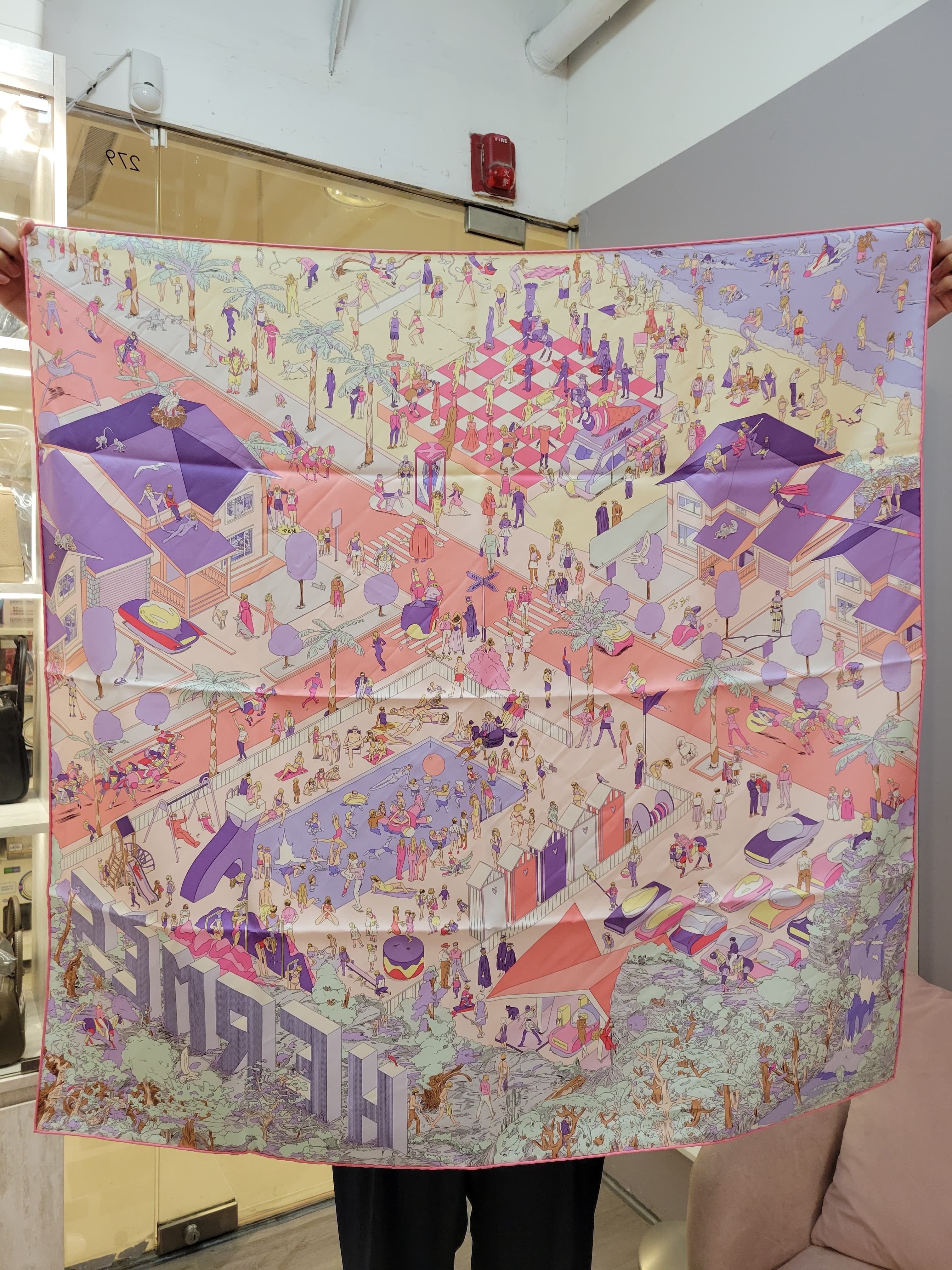 HERMES ON THE BEACH SCARF 90 MULITICOLOR