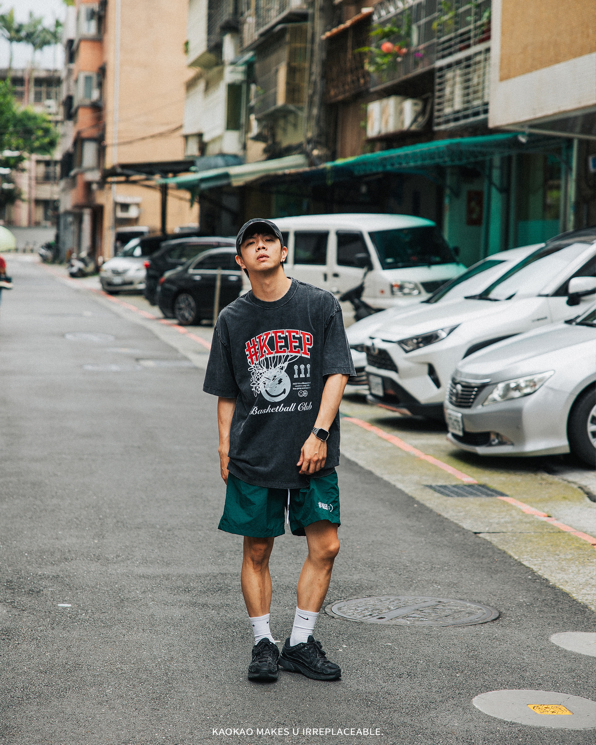 #KEEP BASKETBALL CLUB TEE 水洗黑 印花 投籃 休閒 冠軍俱樂部 水洗 短T 【KS295-BK】