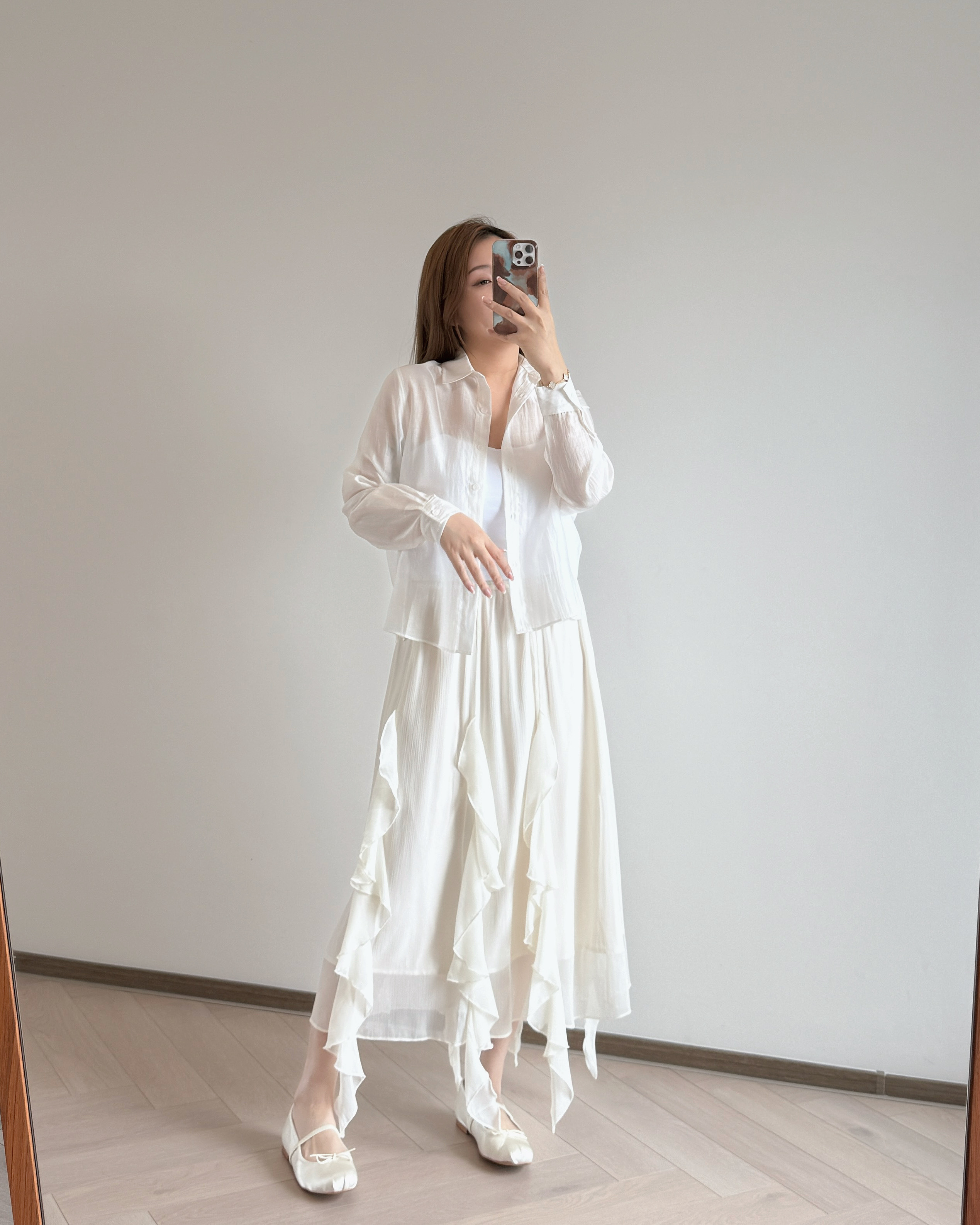 現貨  7195 重工雪紡Ruffle Skirt