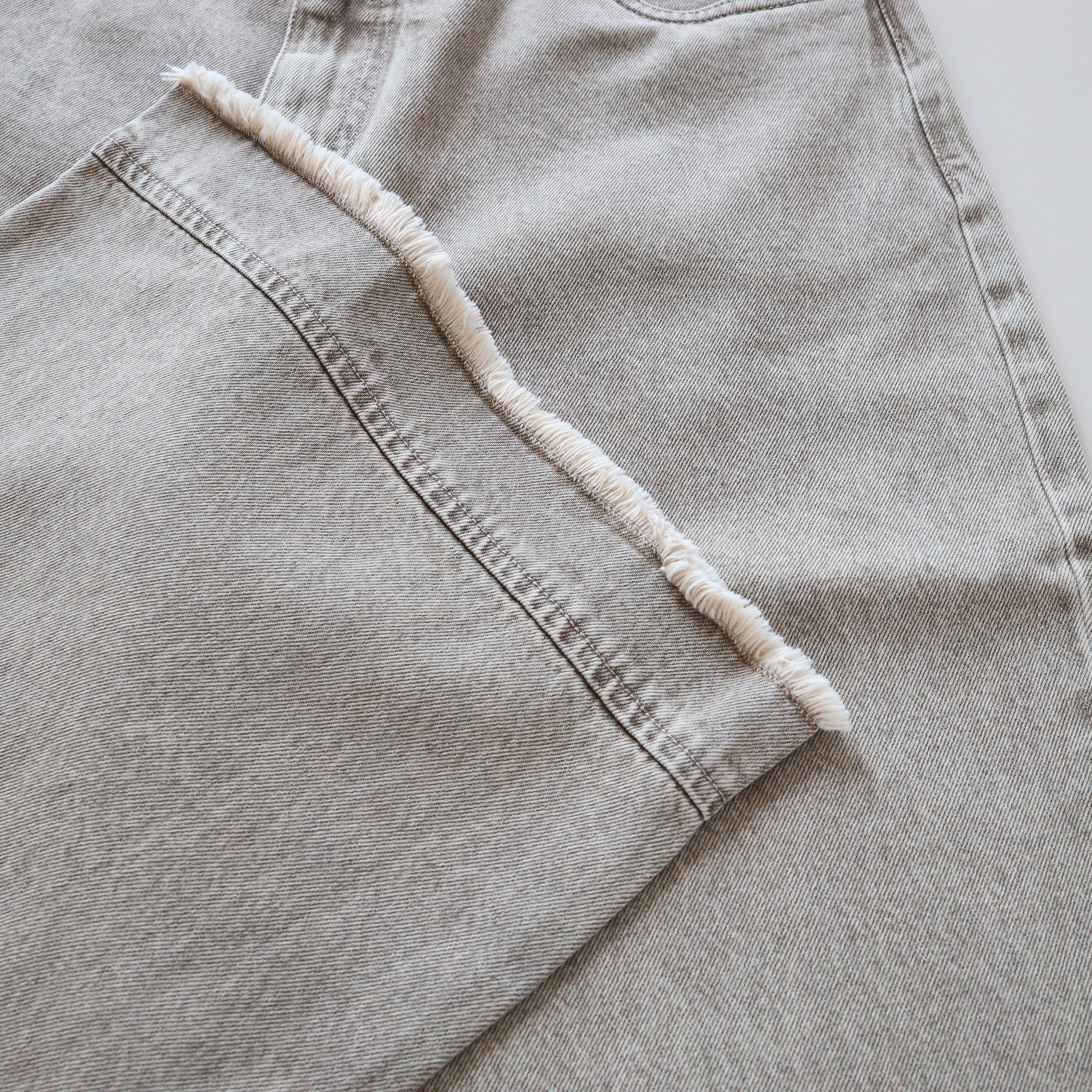 現貨 7199 洗水刷白啡闊腳牛仔褲