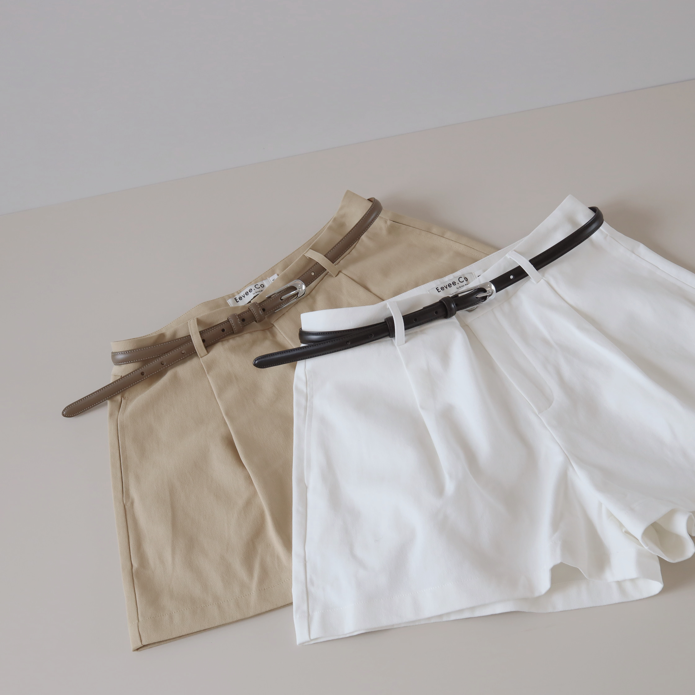 現貨 7208 高腰短褲 附真皮腰帶