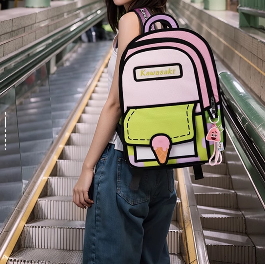 Kawasaki川崎 ×海綿寶寶聯名 章魚哥 海綿寶寶 派大星 漫畫風 羽球包 後背包 3款