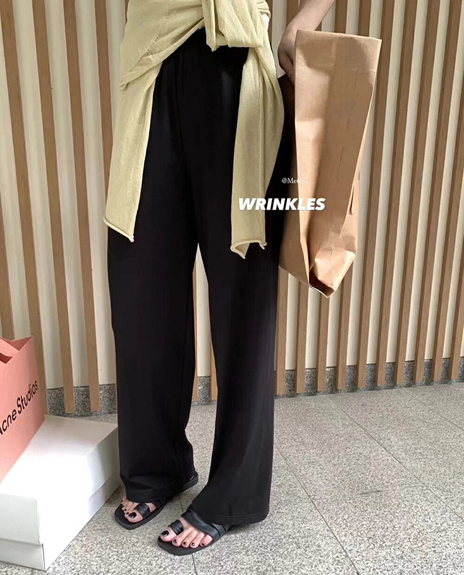 -5度c冰涼直筒鬆緊腰寬褲-一色預購