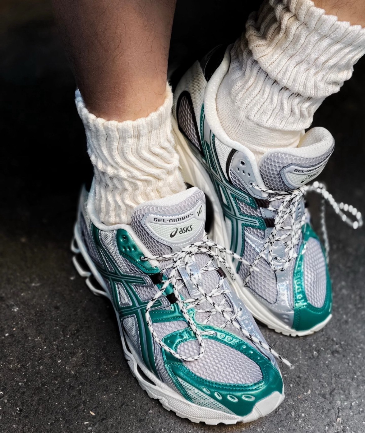 Asics GEL-Nimbus 10.1 綠銀 慢跑鞋 男 女 運動鞋 舒適 防滑 耐磨 氣墊鞋 跑步鞋 潮流復古 低幫 情侶鞋 Jun25