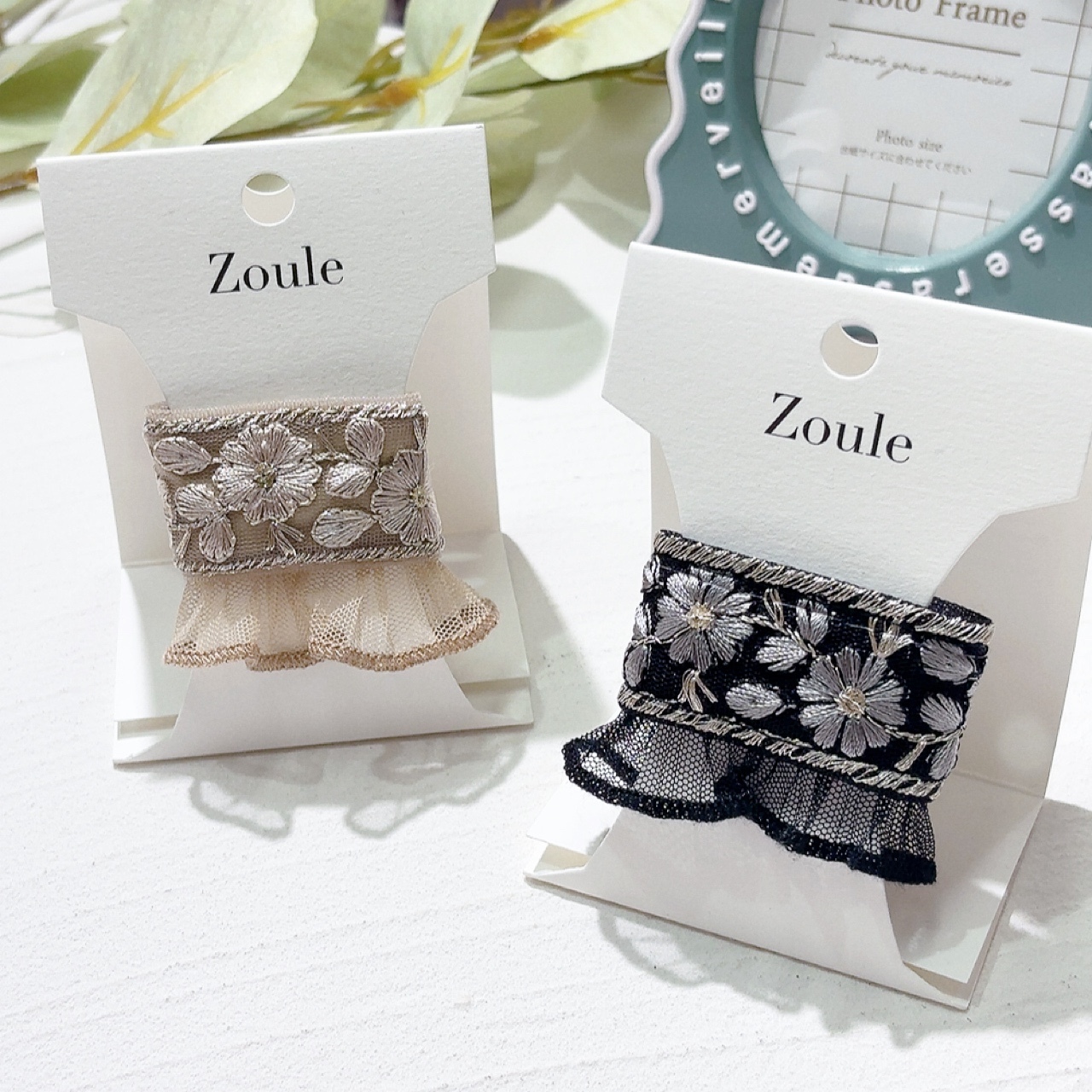 刺繡荷葉邊髮圈插